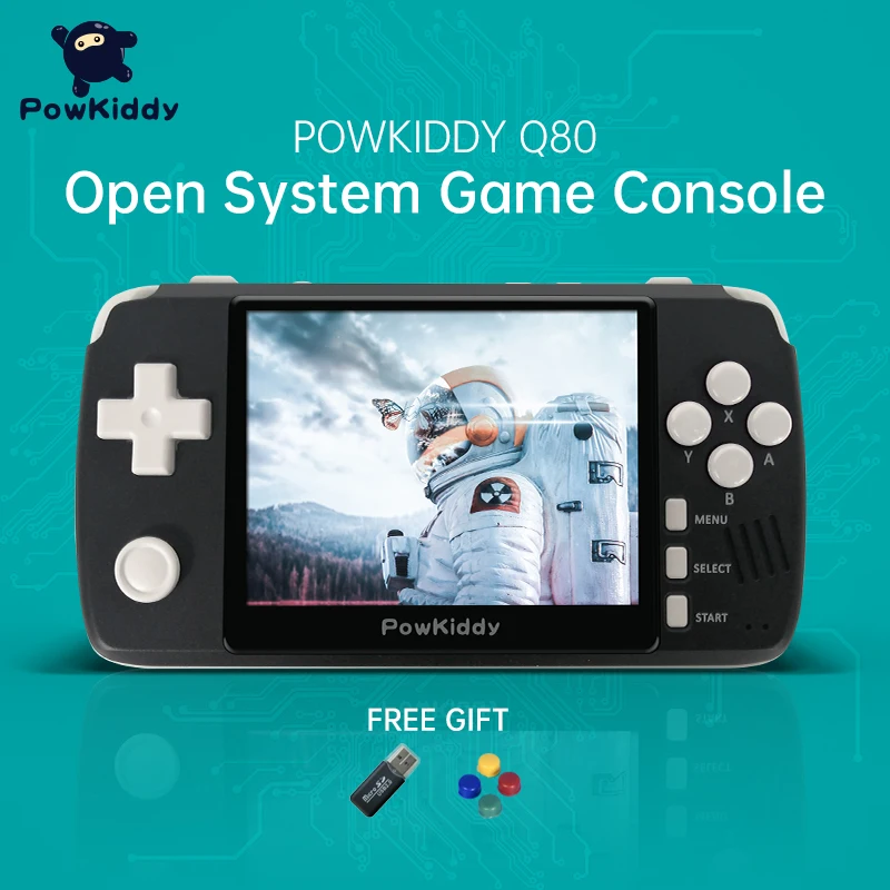 

For For Powkiddy q80 Retro Video Game Console Handset 3.5 "IPS Screen Built-in 4000 Games Open System PS1 Simulator 48G Memory