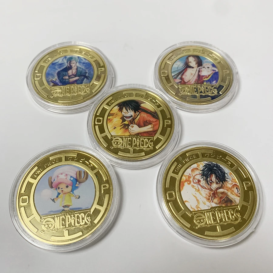 5 шт./компл. японское аниме цельная монета обезьяна Luffy Grandline позолоченная для