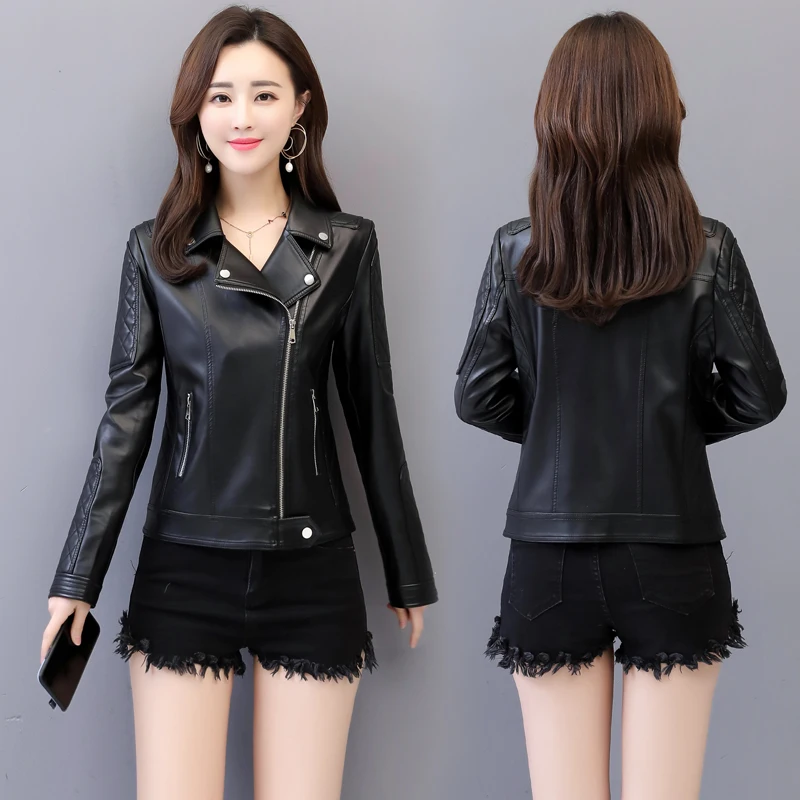 Autumn Winter Motorcycle Jacket Women Faux PU Leather Jackets Lady Biker Short Coat Female | Женская одежда
