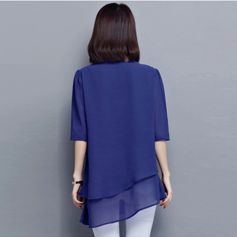 Vintage Chiffon Blouse Women Black Blusas Mujer De Moda 2021 Summer Korean Style 5XL Plus Size Tunic Tops Aesthetic Long Shirts | Женская