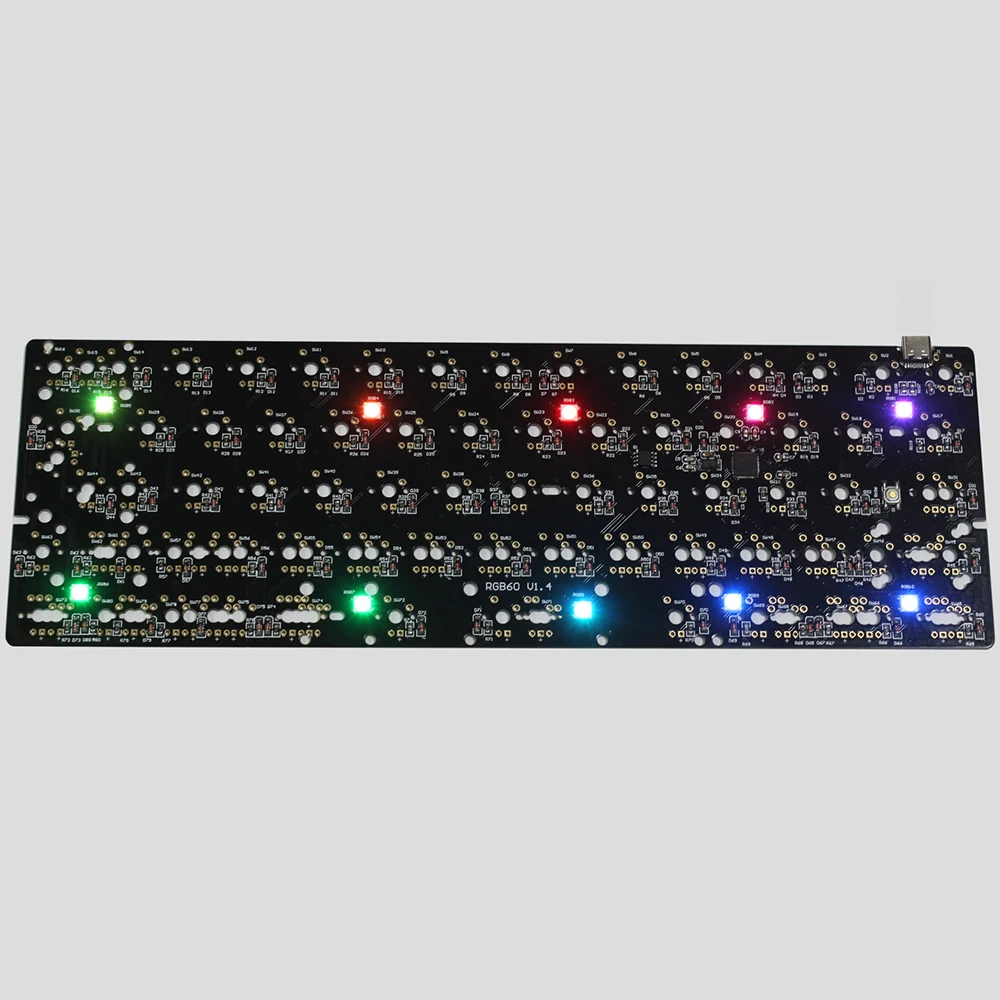 RGB60 PCBA Тип C светодиодный подсветкой снизу RGB QMK редактируемое Poker2 чистый HHKB Minila XD60