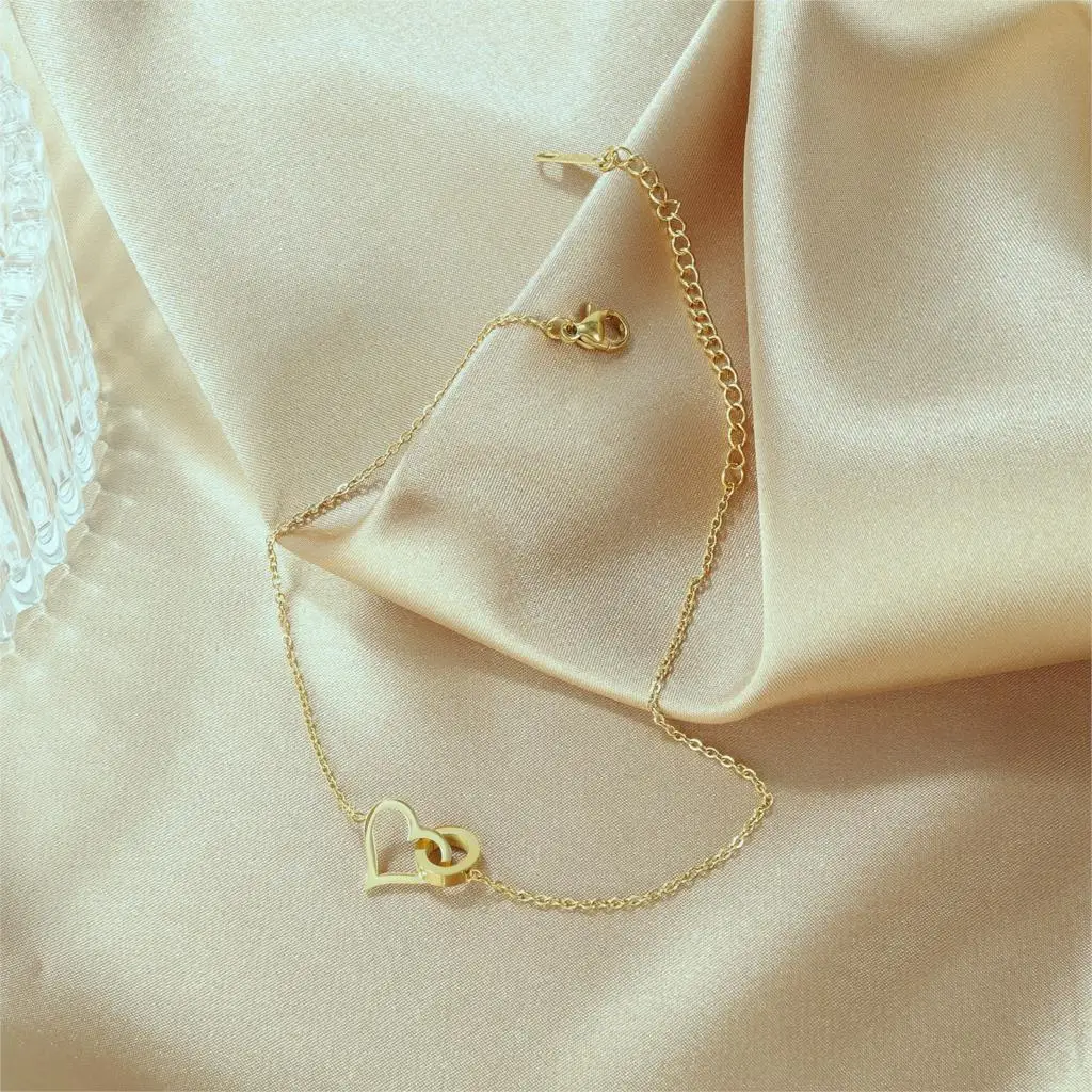 OPK/браслет на лодыжке Золотое любовное сердце Сандалии Женские летние браслеты с