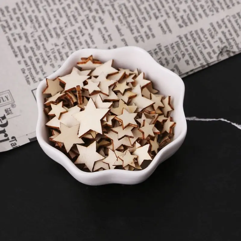 100 шт. лазерная резка деревянные украшения в форме звезды свадебное украшение |