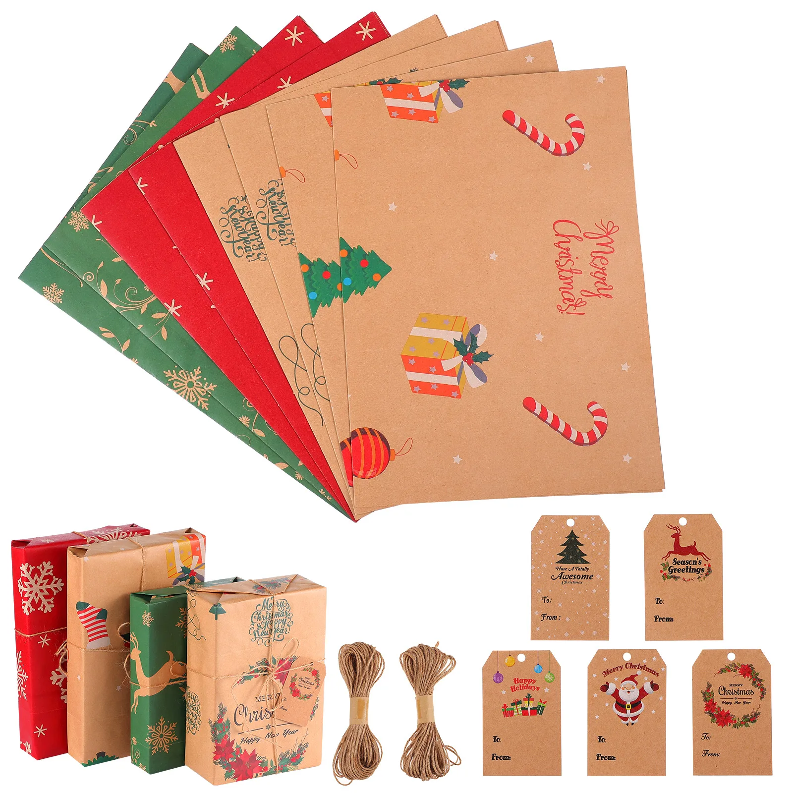 1 Set Thick Kraft Gift Wrapping Paper Christmas Roll Craft Card Stock for Party | Дом и сад