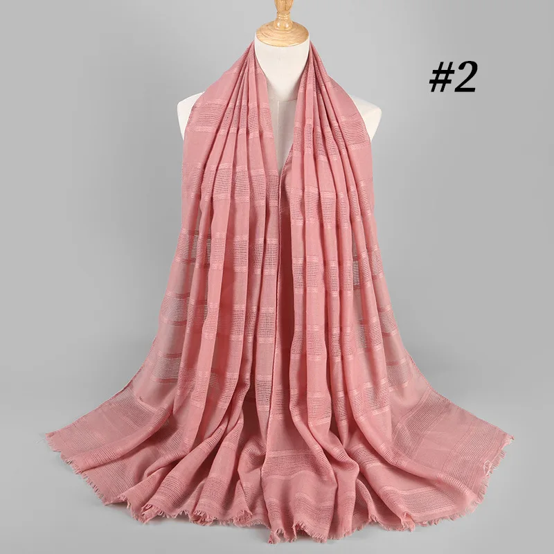 Classic Solid Color Cotton Hijab Scarf for Ladies Designer Hollow Casual Muslim Head Scarves Warm Shawl Women Scarf Winter
