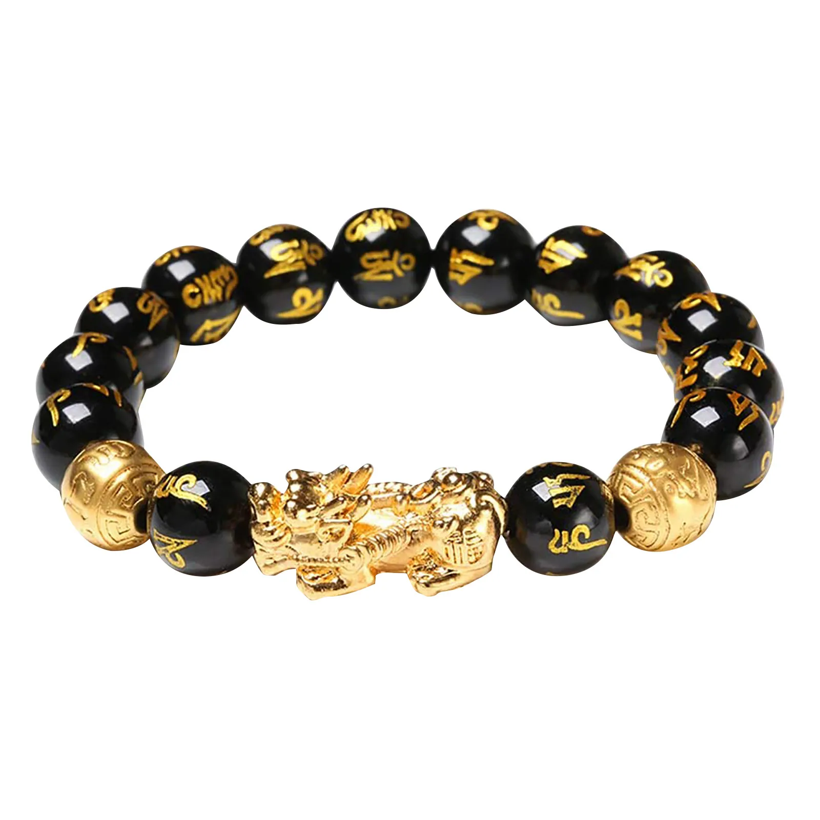 Модный черный обсидиановый браслет Pixiu из натурального камня подвески для женщин