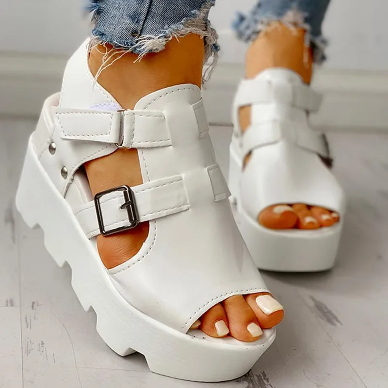 

Litthing Sandals Women Wedges Heel Designer Shoes Footwear Buckle Strap Open Toe Platform Sandel Women Shoes Plus Size 36-40