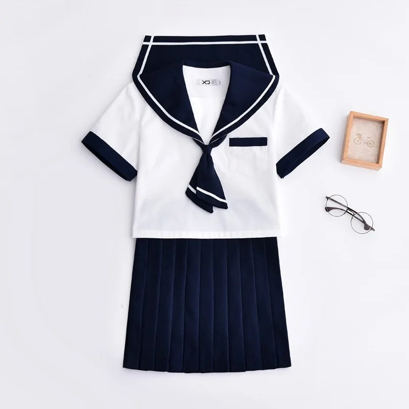 Женская школьная форма косплей матросские Костюмы красивый топ с коротким