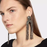sexy shiny rhinestone crystal long tassel hanging earrings suitable for women fashion jewelry bohemia earrings accessories whole