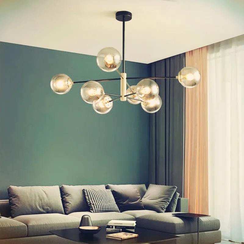 

Glass Ball Chandelier Modern Nordic Creativity Design Hanging Lamp Indoor Branch Suspension Lamp for Living Room bedroom Foyer