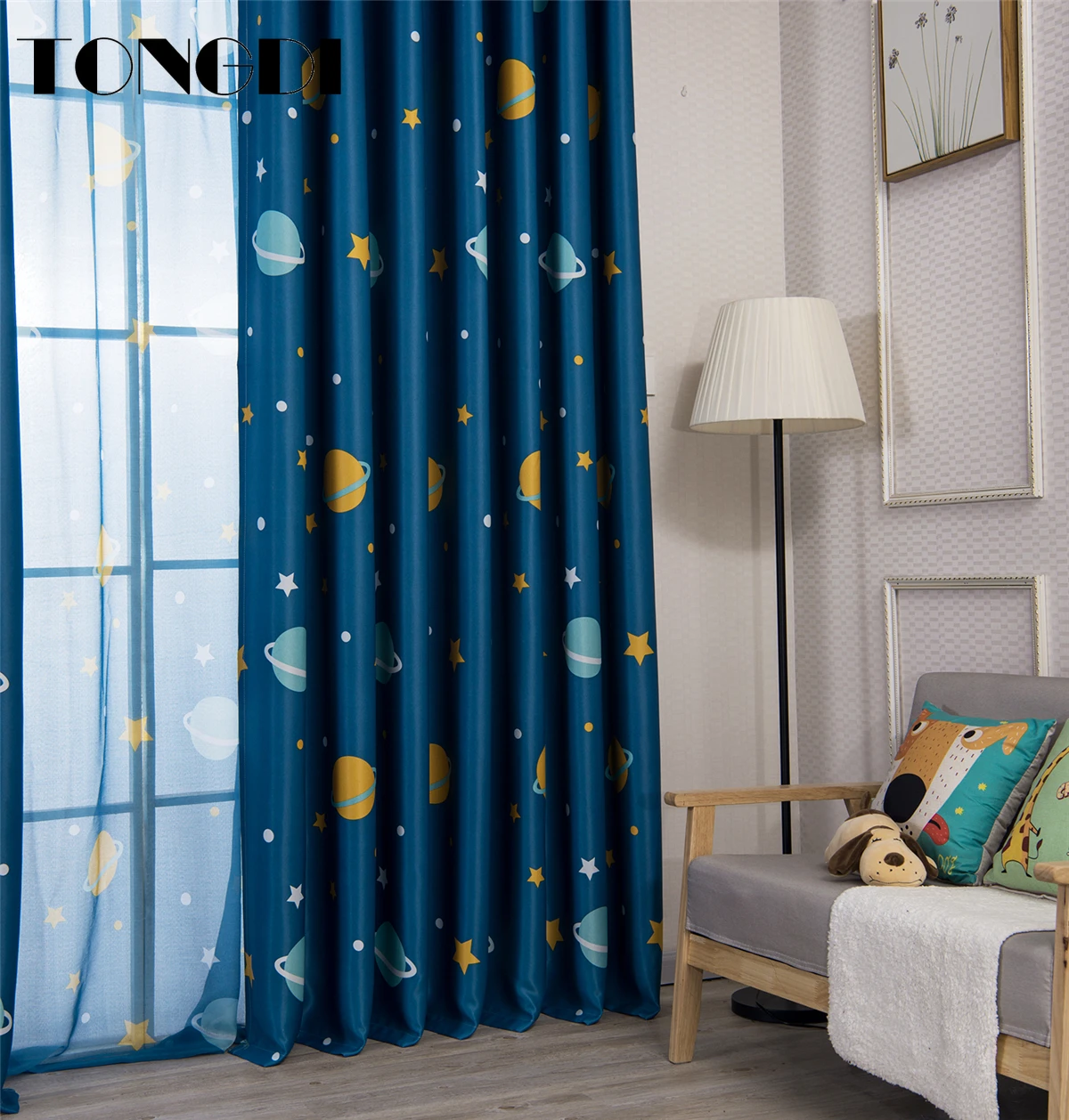 Затемняющая занавеска TONGDI для детей с принтом в виде звездного неба