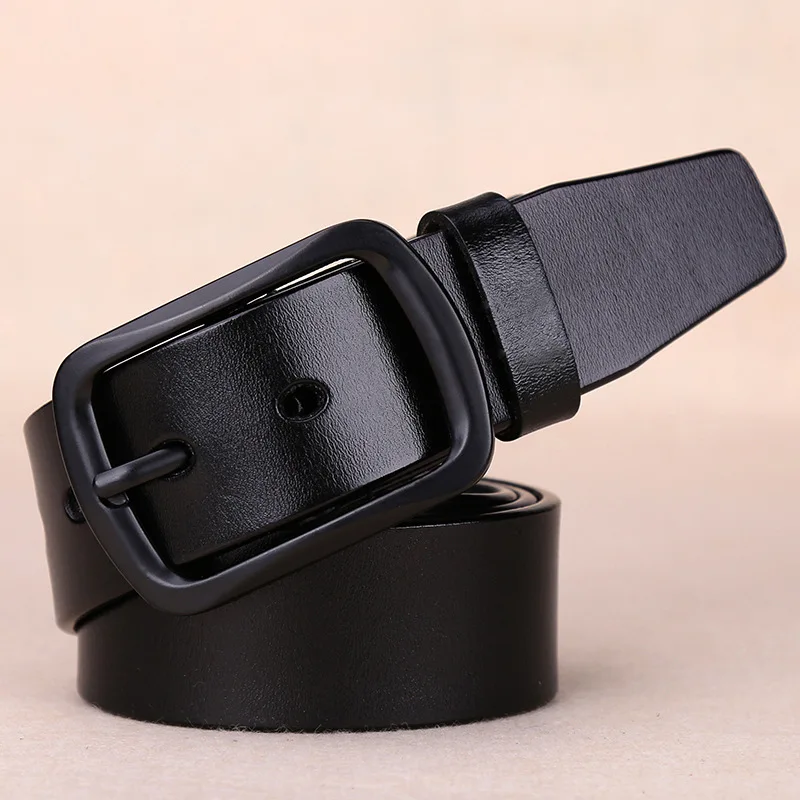 Men's business belt leather pin buckle casual simple wide belt high quality luxury male belts for men QZ0072