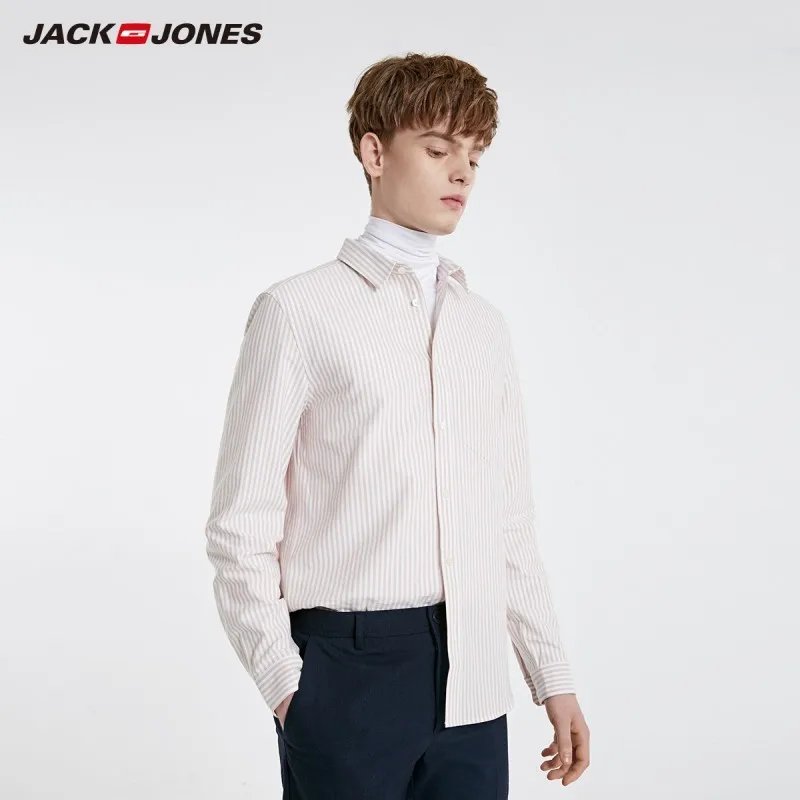 Мужская рубашка в полоску JackJones из 100% хлопка базовая мужская одежда