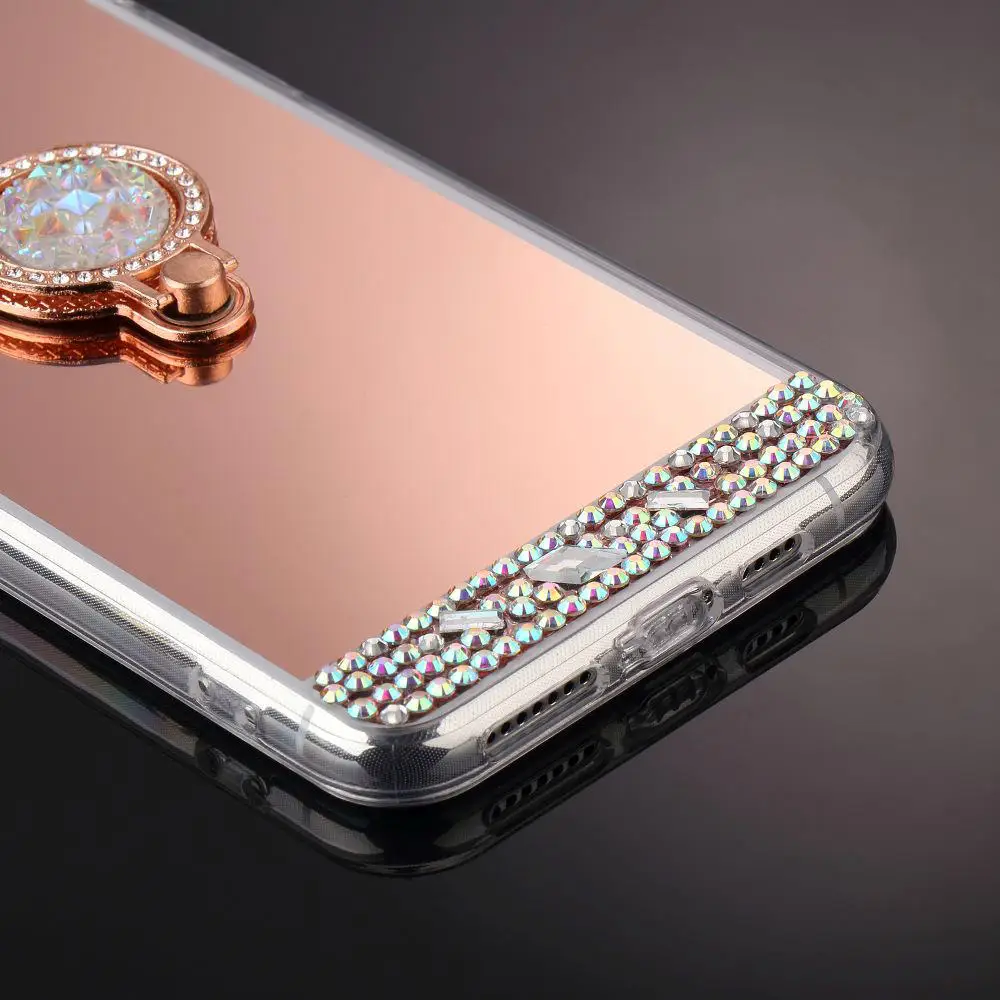 Роскошный Алмазный зеркальный чехол для IPhone 11 Pro Max X Xr Xs Блестящий блестящий с