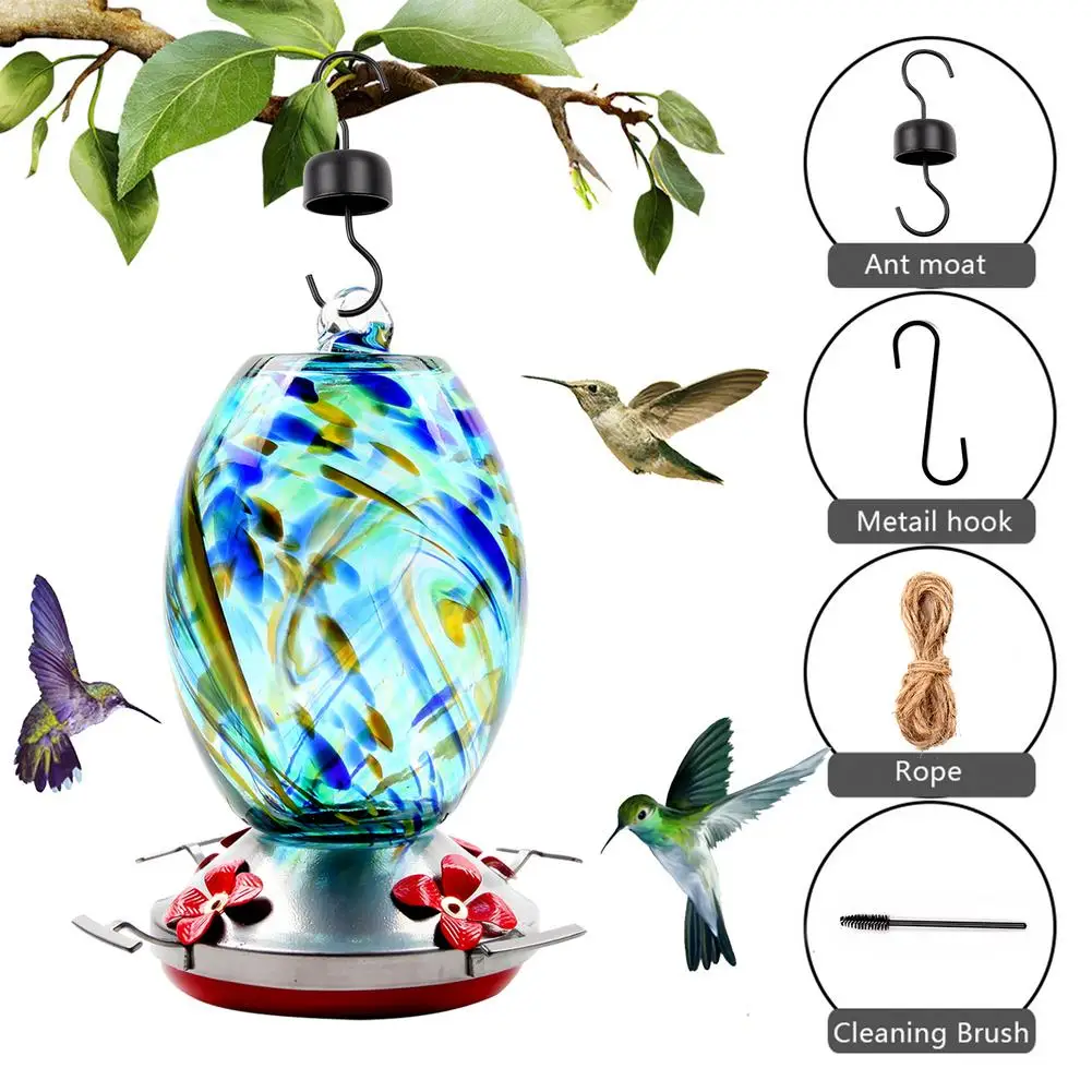 

Кормушка для птиц, бутылочка для воды, Кормушка Для Колибри, уличная цветная стеклянная птица, контейнер для еды для сада