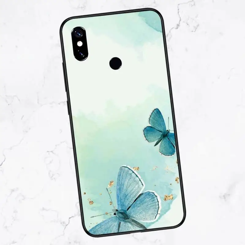 

Retro Flowers Butterfly Phone Case For Xiaomi Redmi note 4 4X 8T 9 9s 10 K20 K30 cc9 9t pro lite max
