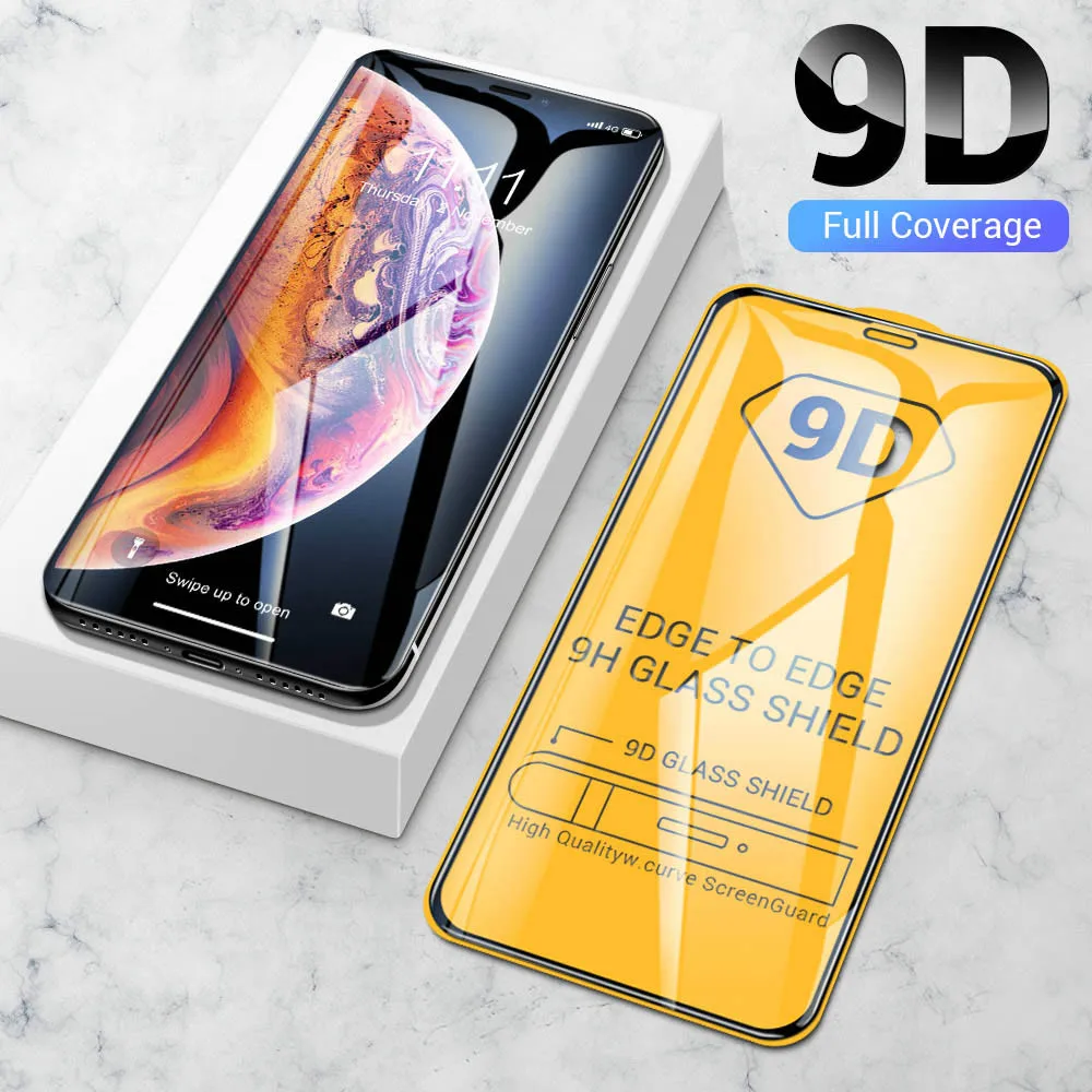 

9D funda completa templada Glass para iPhone 8 12 X XS vidrio protector para iPhone 11 Pro MAX protectores de pantalla de vidrio