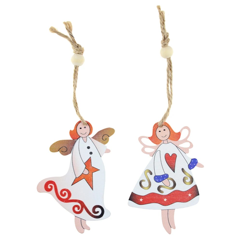 2 шт. деревянный пеньковый веревочный ангел подвеска на рождественскую елку