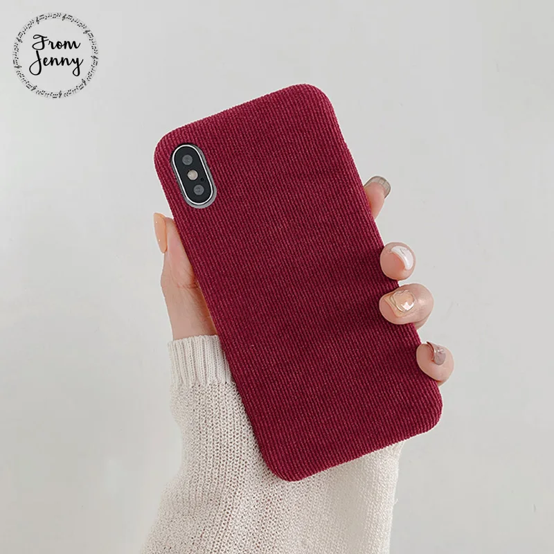From Jenny однотонный вельветовый для iPhone x xr xs max 6 6s 7 8 плюс простая под мобильный