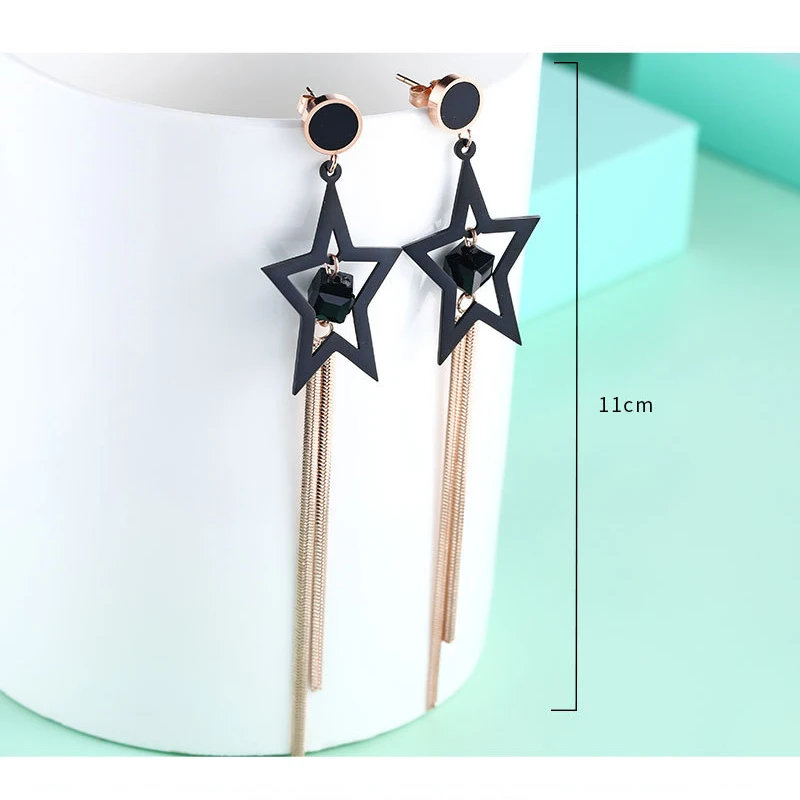 Круглые золотые серьги с кисточками в виде пентаграммы для женщин ювелирные