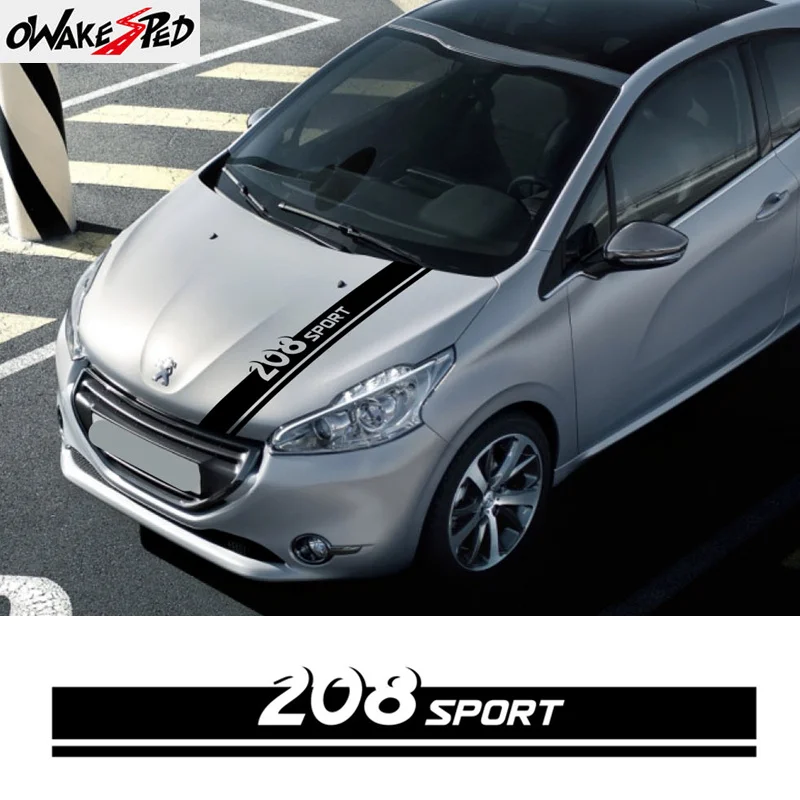 

Car Hood Decor Stickers Car Products Sport Stripes Vinyl Decals Auto Cover Engine Bonnet Stickers For Peugeot 208 Accessories