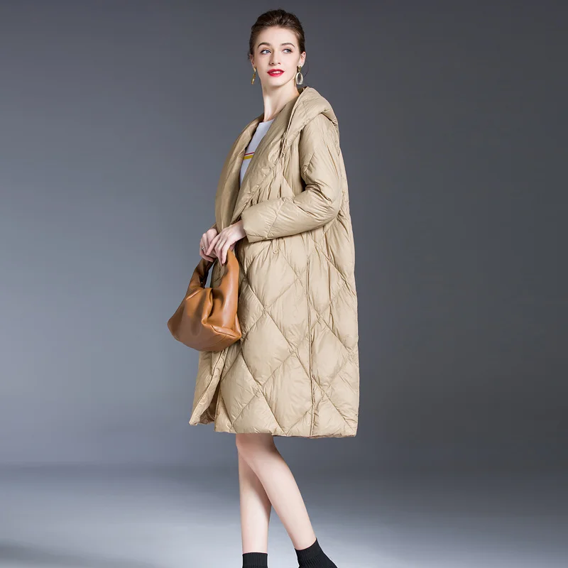 2022 Women's Winter Down Jacket Coats Women Light Ultra Long Warm Puffer Jacket Hooded Down Parka Female Outerwear Clothing