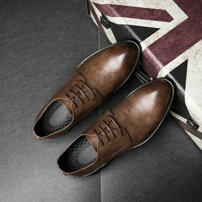 Мужские туфли-оксфорды в британском стиле резные кожаные туфли заостренный