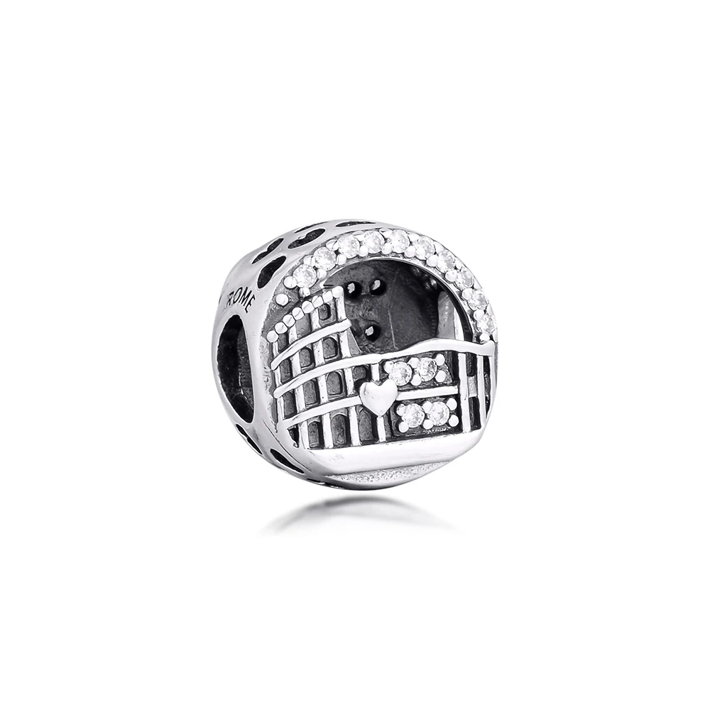 

Charms 925 Original Fit Pandora Bracelets Sterling Silver Rome Colosseum Openwork Charm Beads for Jewelry Making Women Berloque