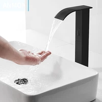 2021new matte black sensor bathroom faucet cold and hot deck mounted tap short and tall bathroom sink mixer