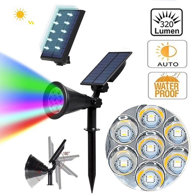 7 светодиодный светильник солнечный водонепроницаемый уличный садовый наземный