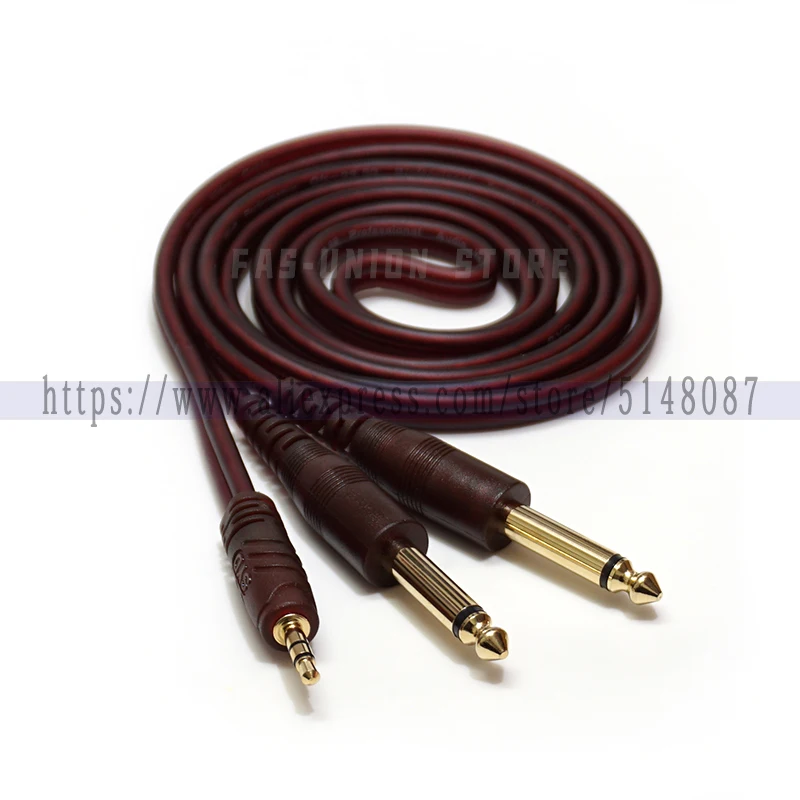 3.5mm 1/8&quot Stereo TRS Jack Male to Dual 6.35mm 1/4&quot TS Mono Y Splitter Audio Cable for Laptop/Speaker/Mixer/DJ 1.5M - купить по