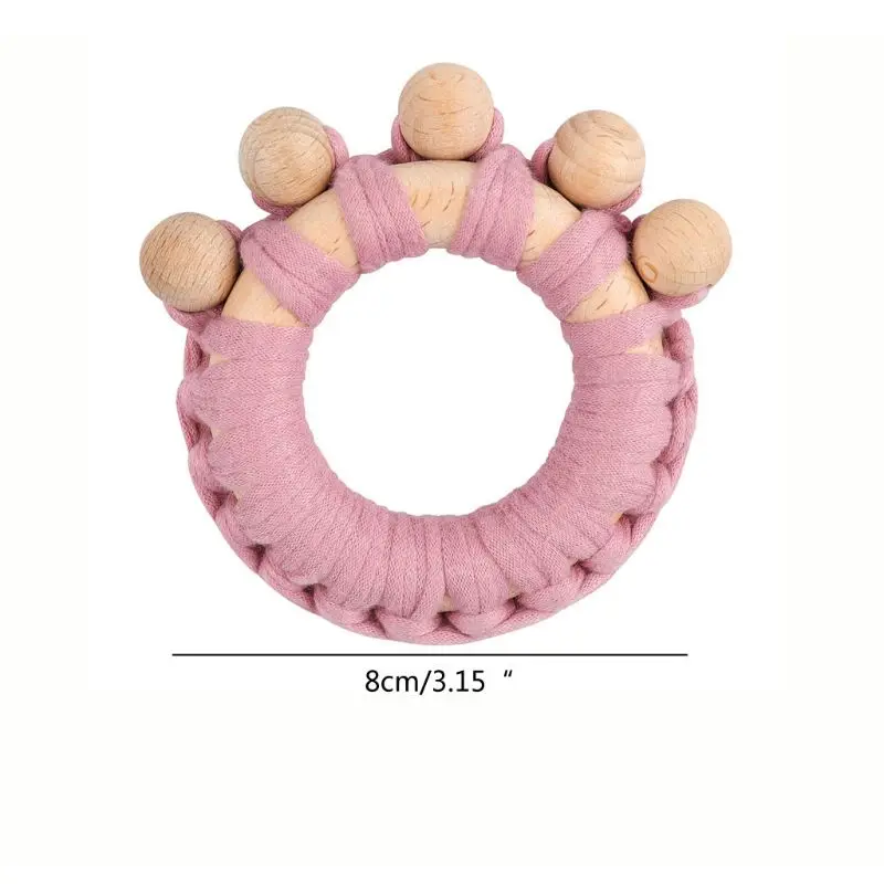 

OOTDTY Wooden Teether Rattle Infant Wooden Teether Food Grade Wooden Teething Sensory Activity Teether Rattle