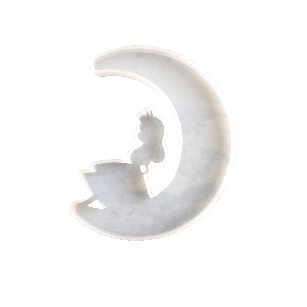 Силиконовые формы из эпоксидной смолы ресцент форма в виде Луны волка кота