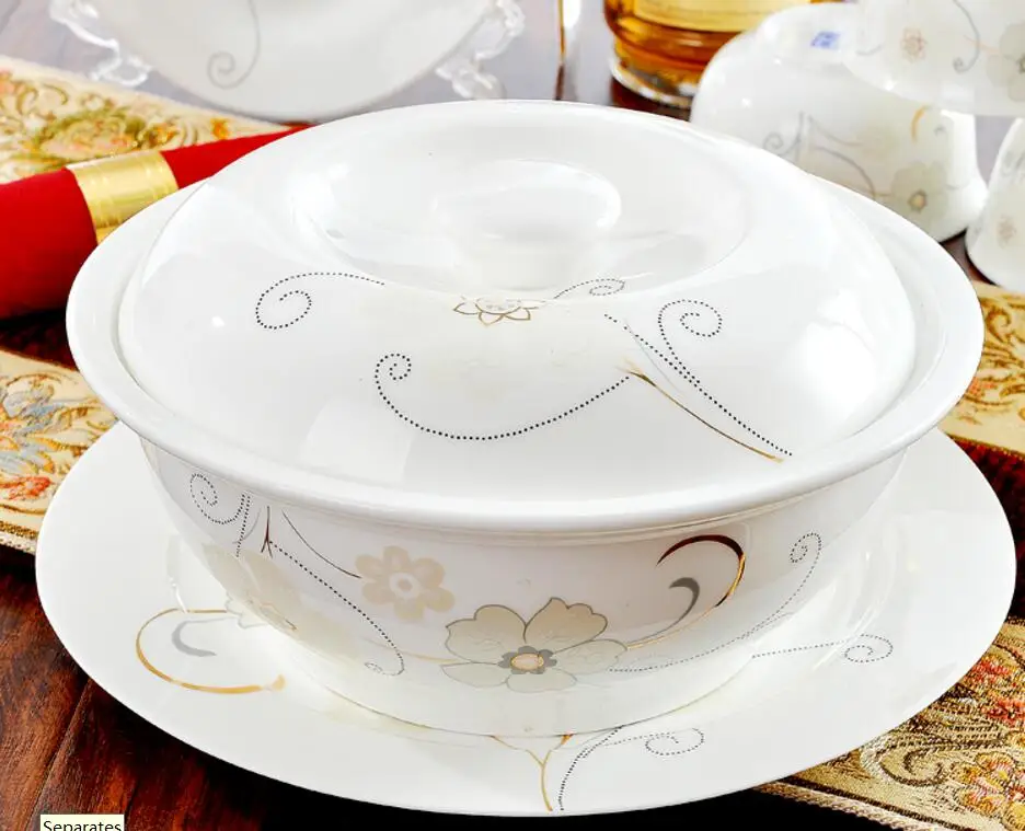 46 шт. столовая посуда Цзиндэчжэнь костяные китайские столовые приборы набор