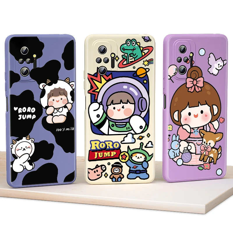 

Space cow For Xiaomi Redmi Note 10S 10T 10 9T 9 9S 8T 8 7 Pro Max 5G Phone Case Liquid Silicone Soft TPU Cover