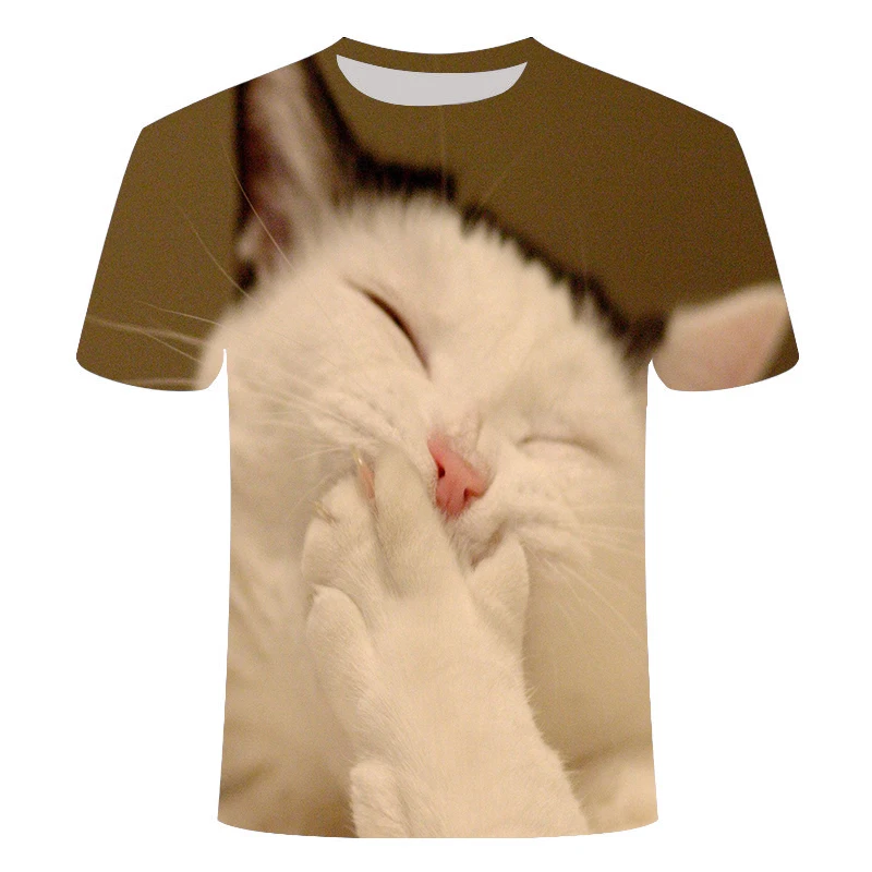 

Newest Men's Cat Animal T-shirt Male/Female 3D Printing T-shirt Boy Cat Harajuku T-shirt Street Loose Short Sleeve