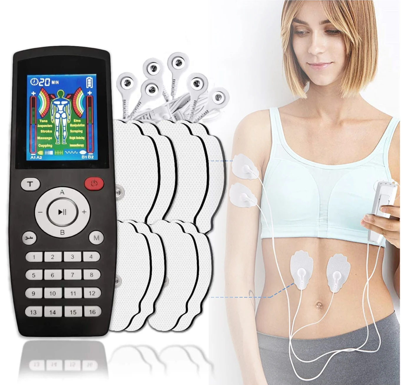 16 режимов Electroestimulador мышечный Стимулятор физиотерапия филировальная машина EMS