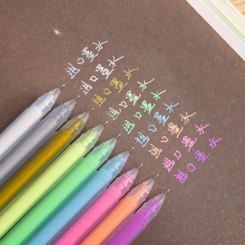 

12 Colors Plastic Marker Pen Set Line Pen Outline Marker Glitter for Drawing Painting Doodling Cute School Supplies Gel Lnk Pen