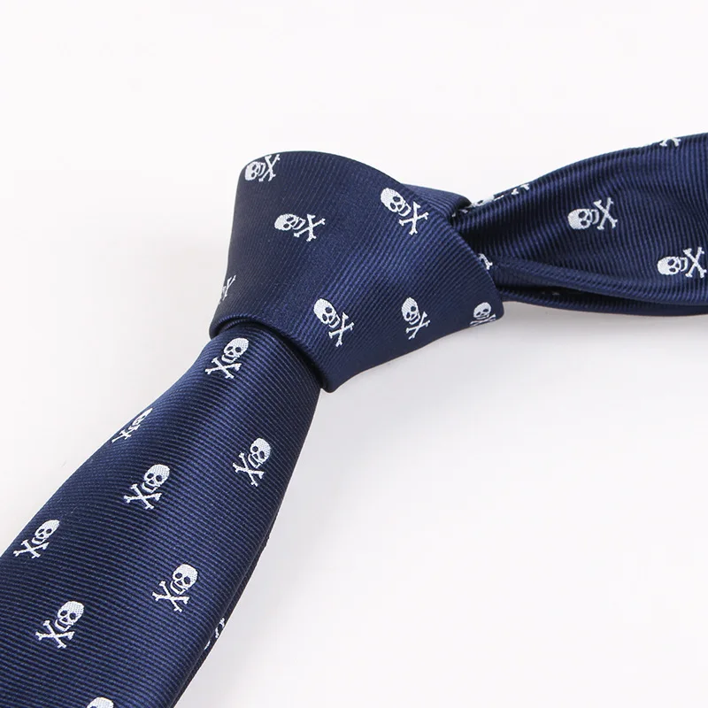 Женский Шелковый мужской галстук в виде черепа для велосипеда тонкий синий