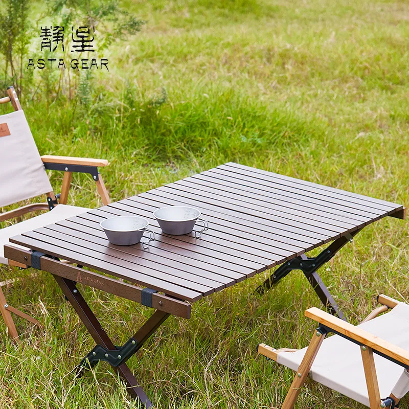 

Asta Gear Folding Outdoor Table Camping Wooden Egg Roll Picnic Desk Garden Party Portable Travel Hiking Furniture