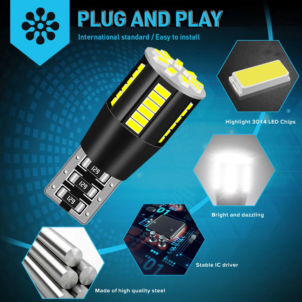 4x T10 W5W CANBUS Светодиодная Лампочка клисветильник фонарь Боковой габаритный для Land