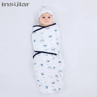 insular baby newborn swaddle wrap hat cartoon sleeping bag infant cotton bedding blanket 2pcs sets for baby care