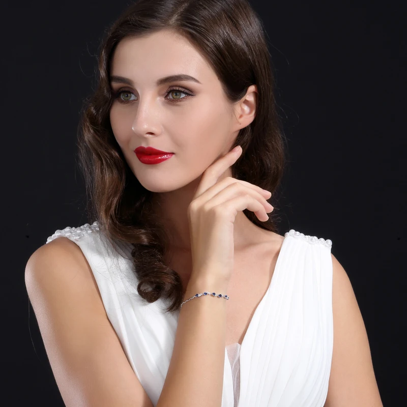 Женский браслет с натуральным сапфиром MAQ тонкий однотонный Браслет из чистого