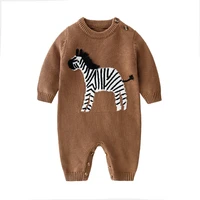 baby boys knitting romper autumn clothes newborn infant girl cartoon zebra knitted sweater jumpsuit hooded kid toddler outerwear