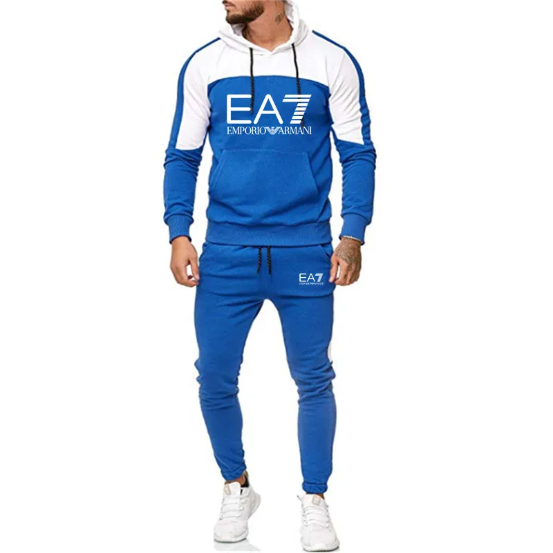 Мужской спортивный костюм из двух предметов повседневный свитшот с капюшоном и