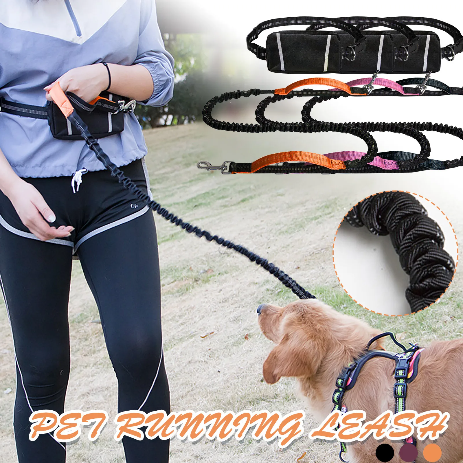 Новинка 2021 Светоотражающий поводок Тяговая веревка эластичный для собак бега