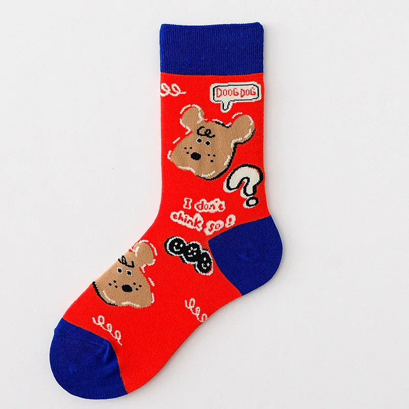 

Cartoon pile of socks women, candy-colored cute bear in tube socks