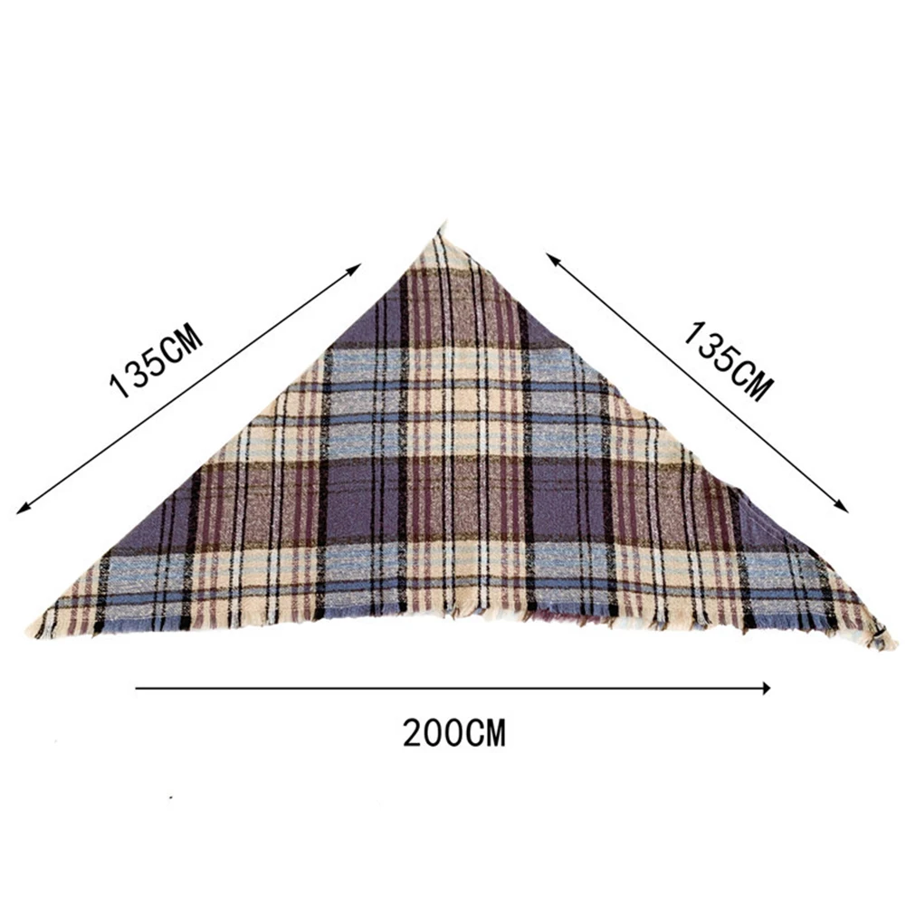 Зимний модный классический клетчатый шарф шали теплый шейный треугольный