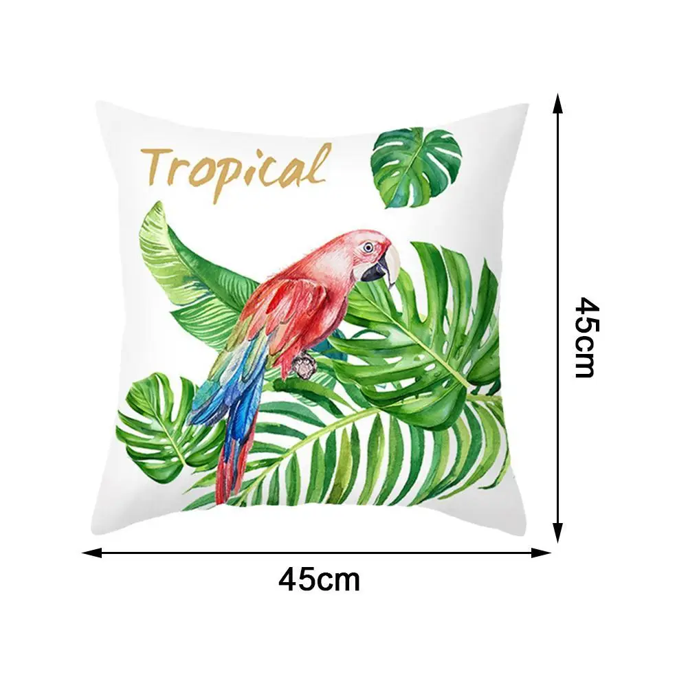 

Summer Plants Cushion Cover Polyester Green Leaves Pillow 45*45cm Pillowcase Decor Case Sofa Throw Cover Tropical Cushion V1Q1