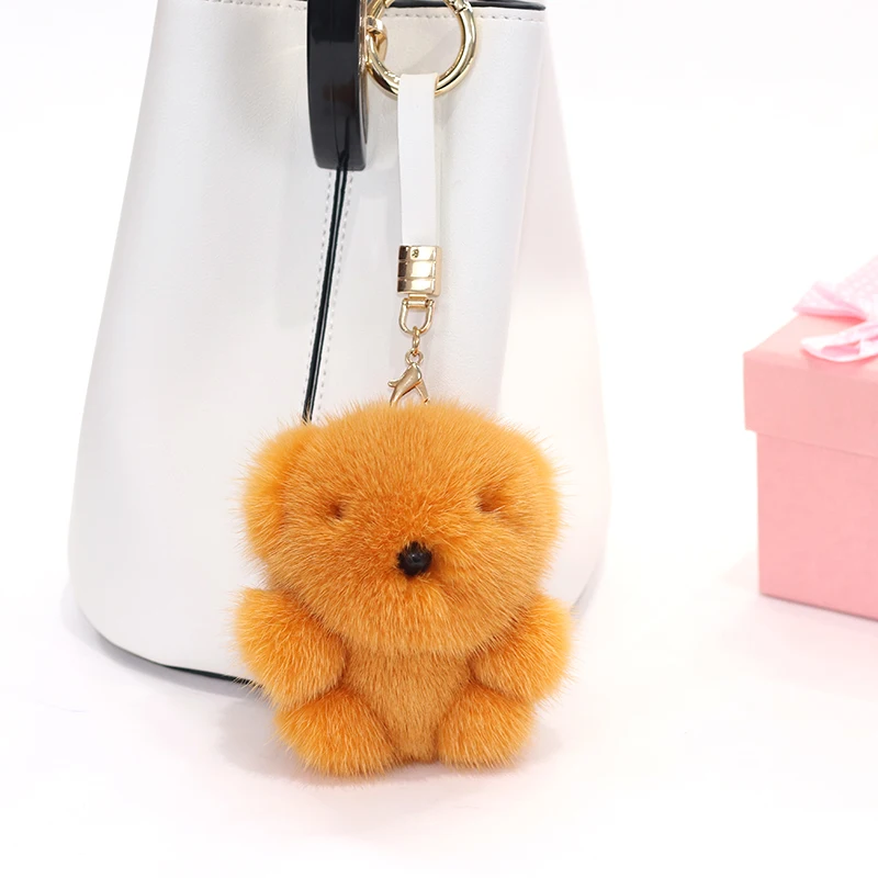 Брелок для ключей женская сумка подвесная Подвеска из натурального меха норки